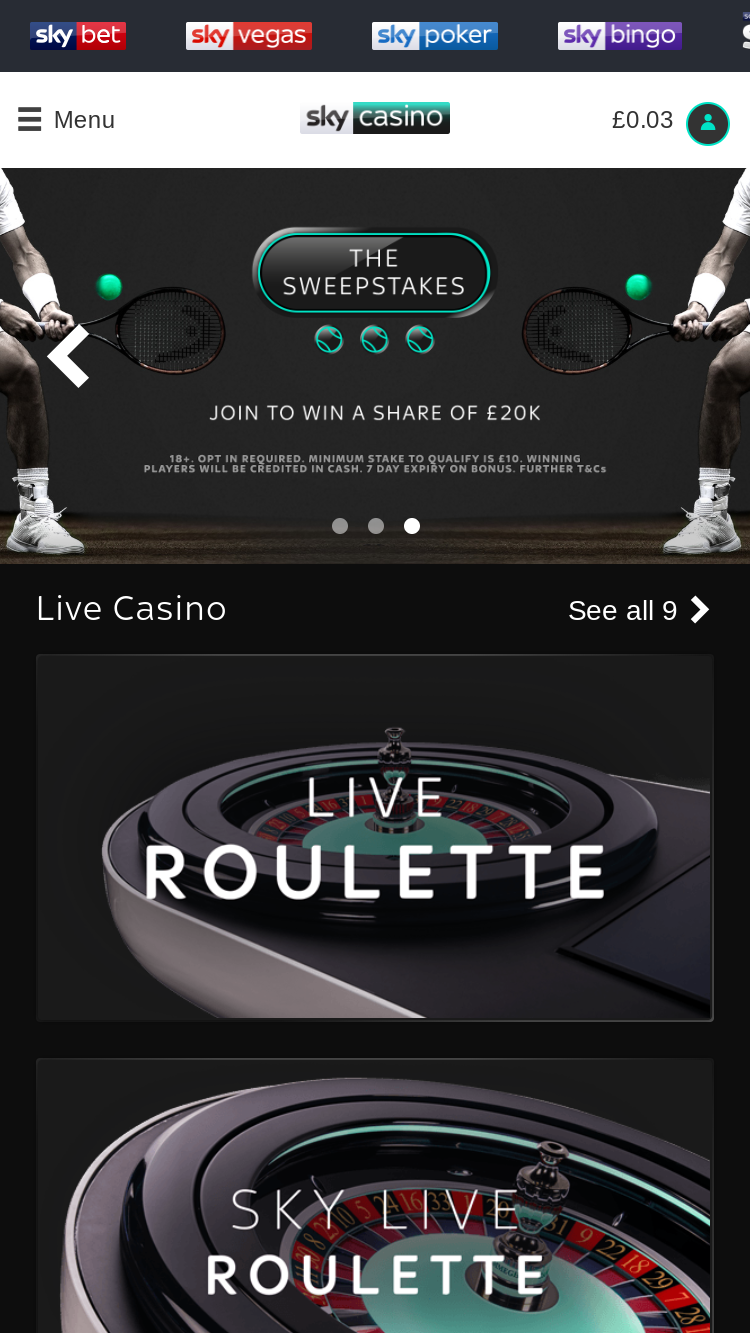 Sky Casino mobile site
